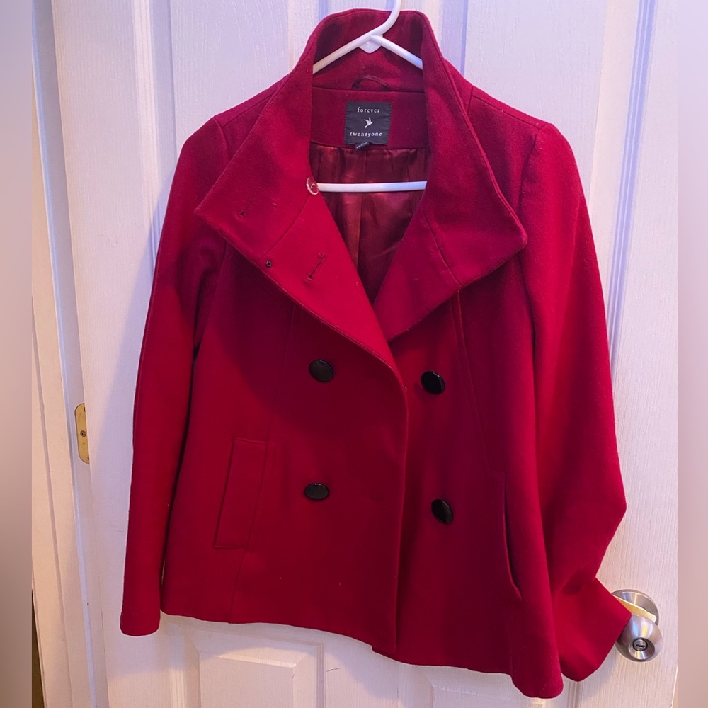 Forever 21 deep red overcoat